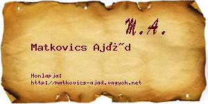 Matkovics Ajád névjegykártya